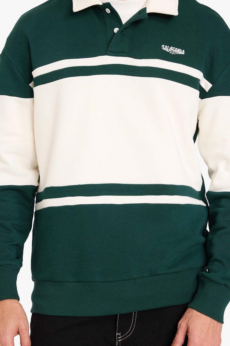 DeFacto Green Man Boxy Fit Long Sleeve Sweatshirt Casual - Image 4